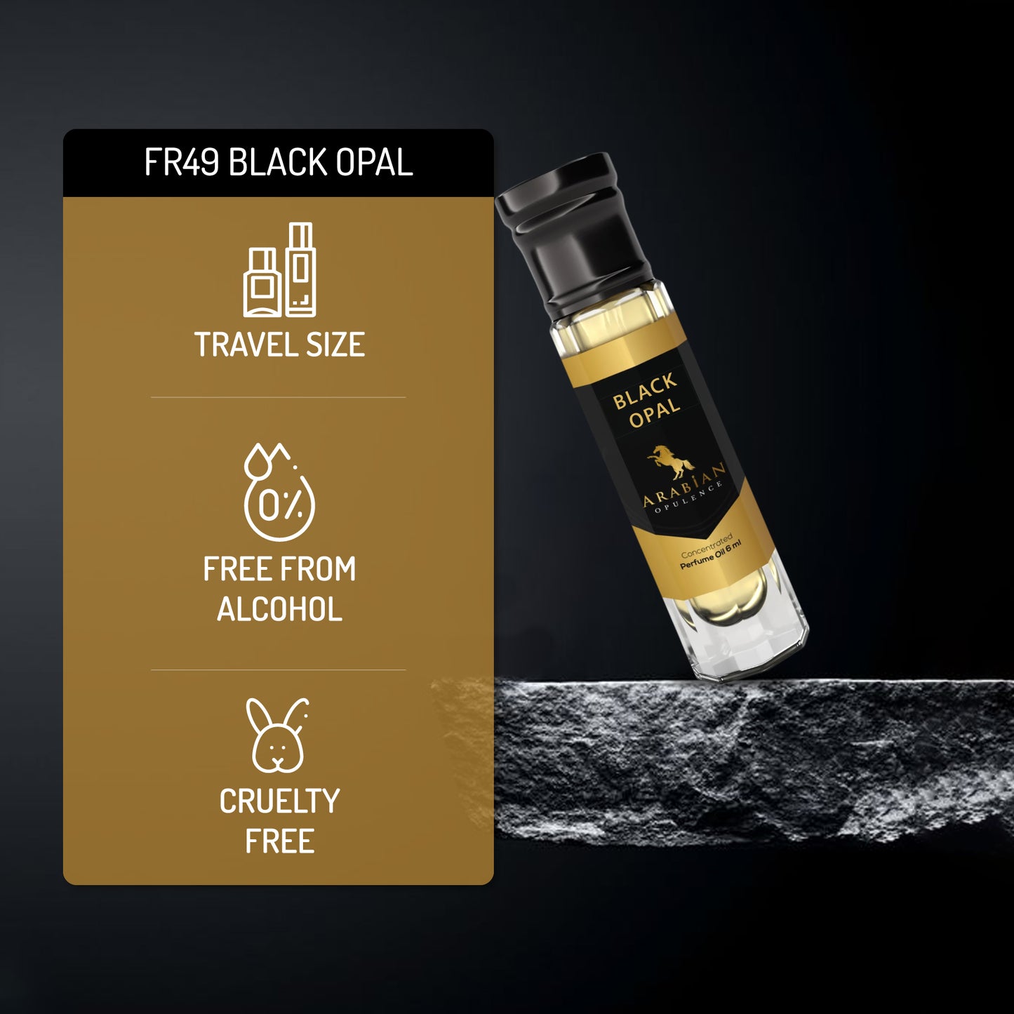 FR49 BLACK OPAL  Oriental Vanilla Perfume Body Oil For Women| Long-Lasting Alcohol-Free Fragrance