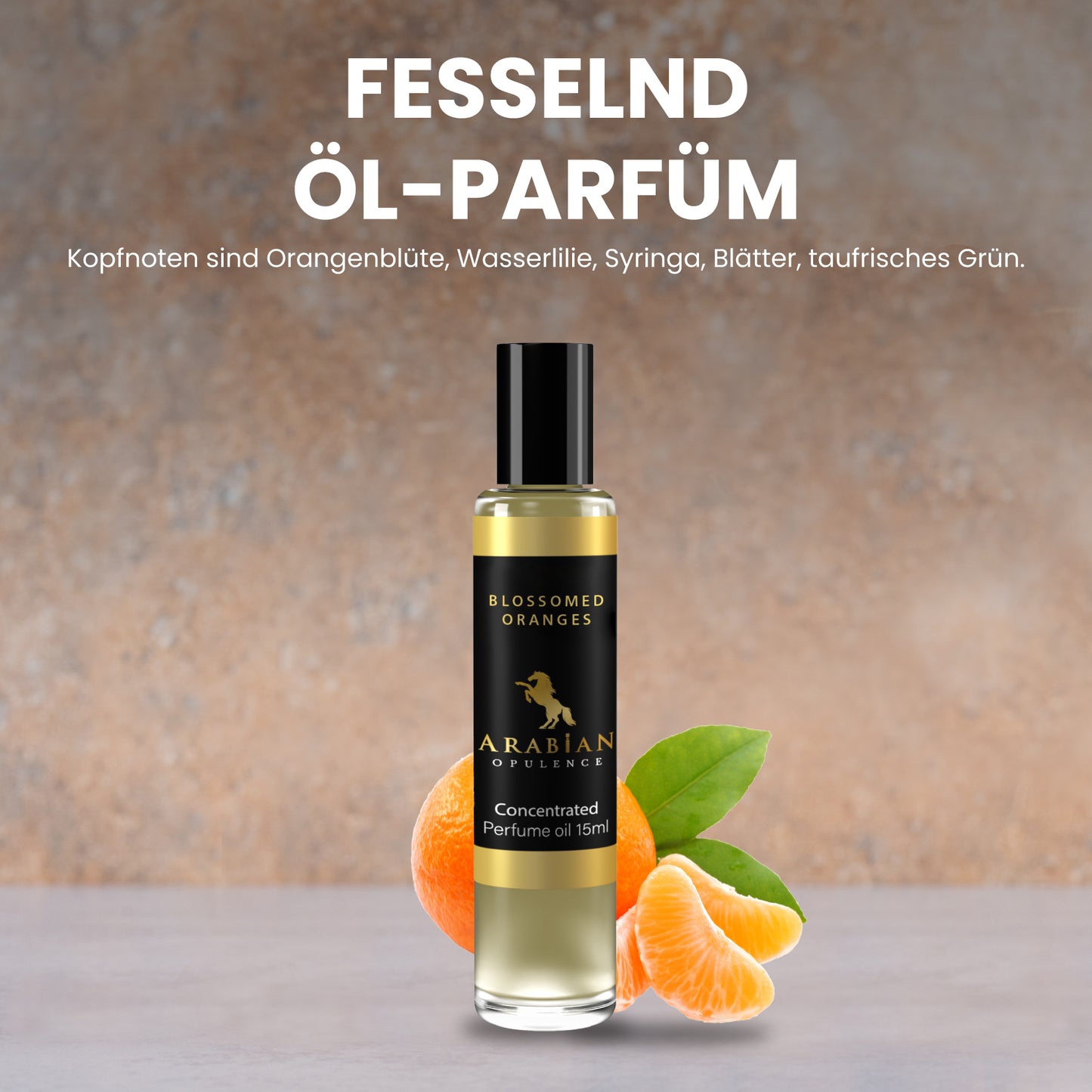 FR278 HUILE DE PARFUM D'ORANGE FLEURIE POUR HOMME ET FEMME, fleur d'oranger, nénuphar, seringue, feuilles, vert rosée