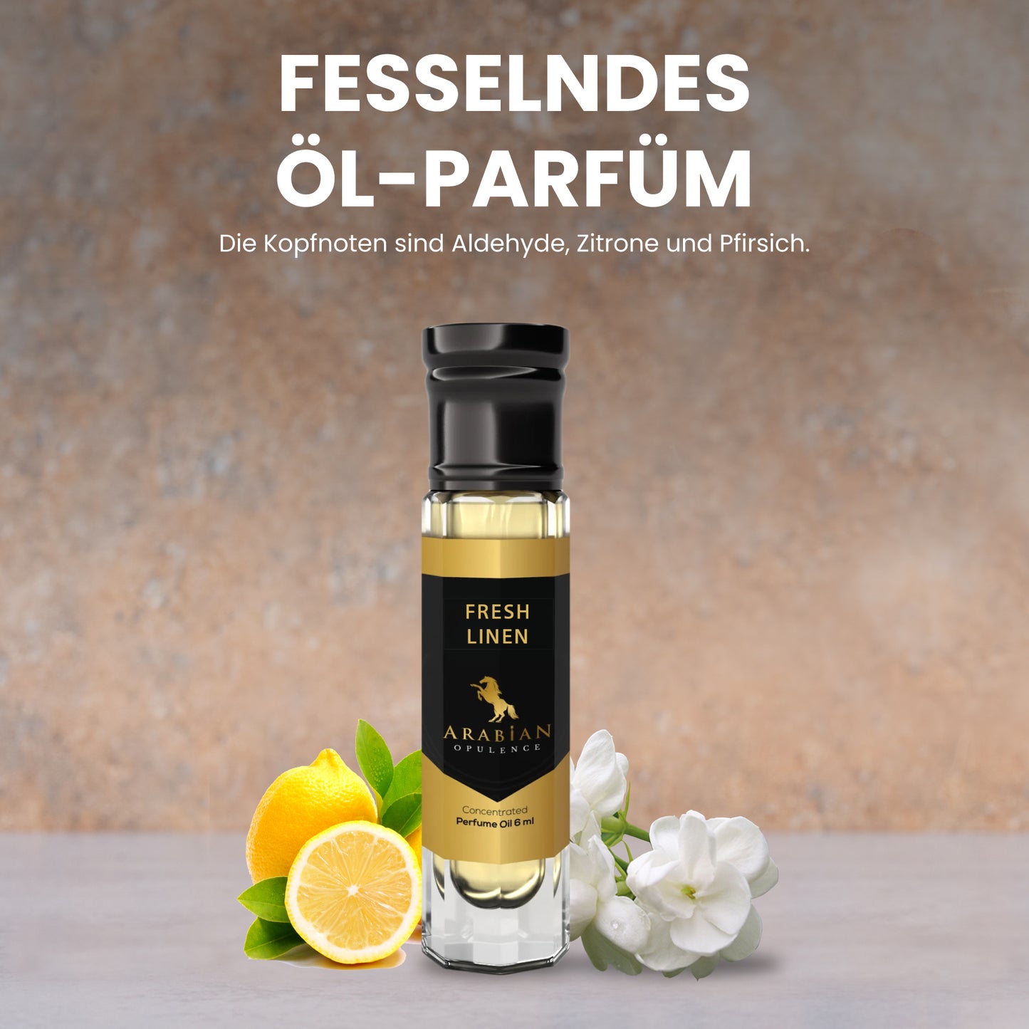 FR298 HUILE DE PARFUM DE LIN FRAIS POUR FEMME, flacon roll-on 6 ml, opulence arabe, floral, boisé, aldéhydique, poudré, frais, terreux