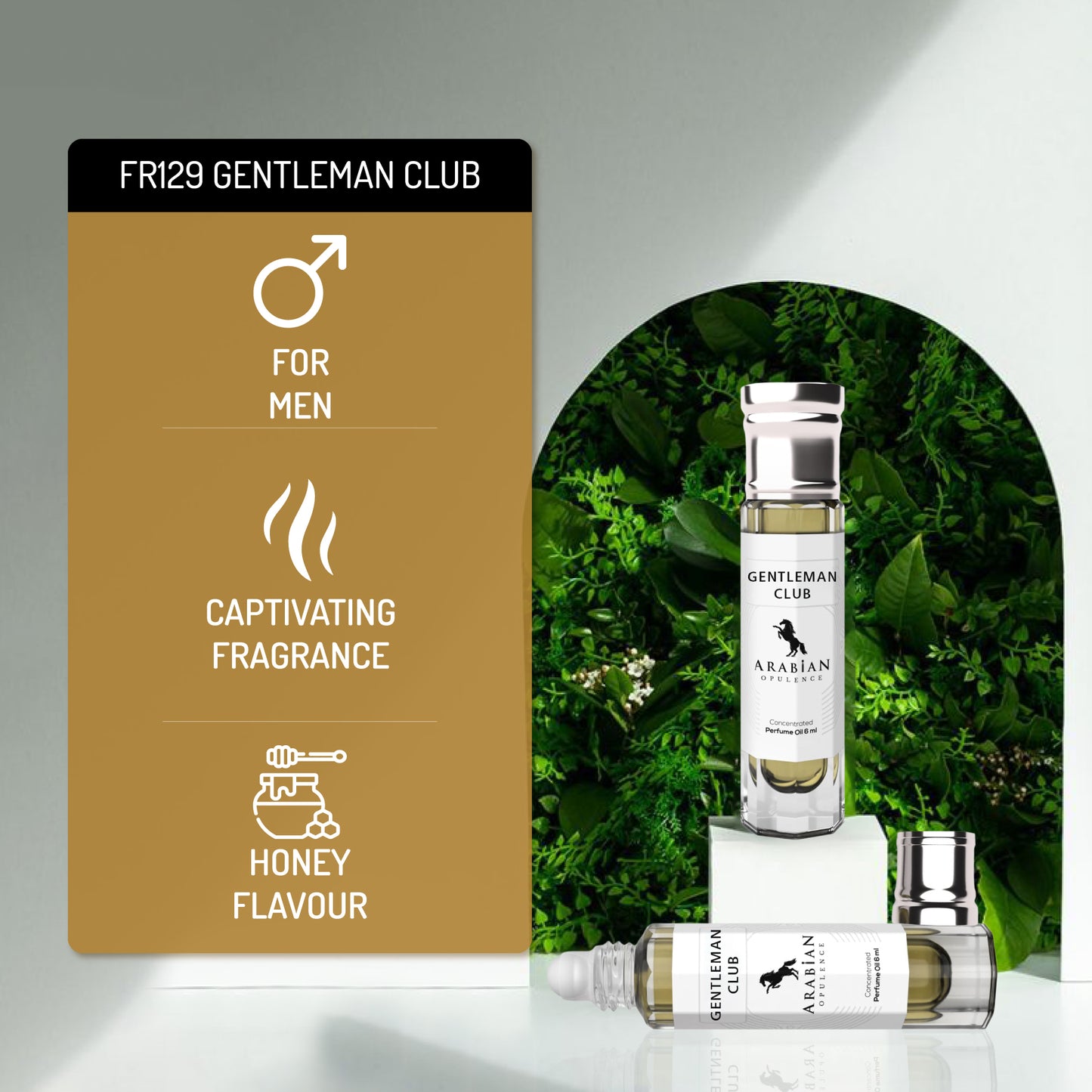 FR129 GENTLEMAN CLUB -   A Woody Aromatic Perfume Body Oil For Men  | Long-Lasting Alcohol-Free Fragrance