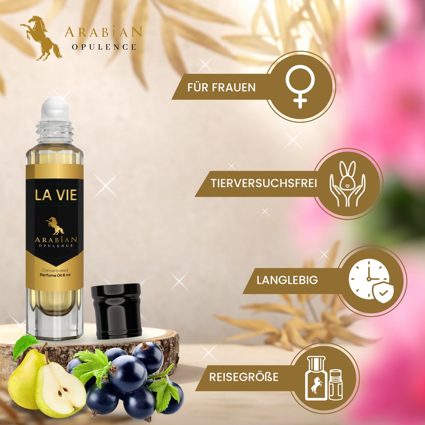 FR182 LA VIE - Floral-Fruity Gourmand Perfume Body Oil For Women| Long-Lasting Alcohol-Free Fragrance