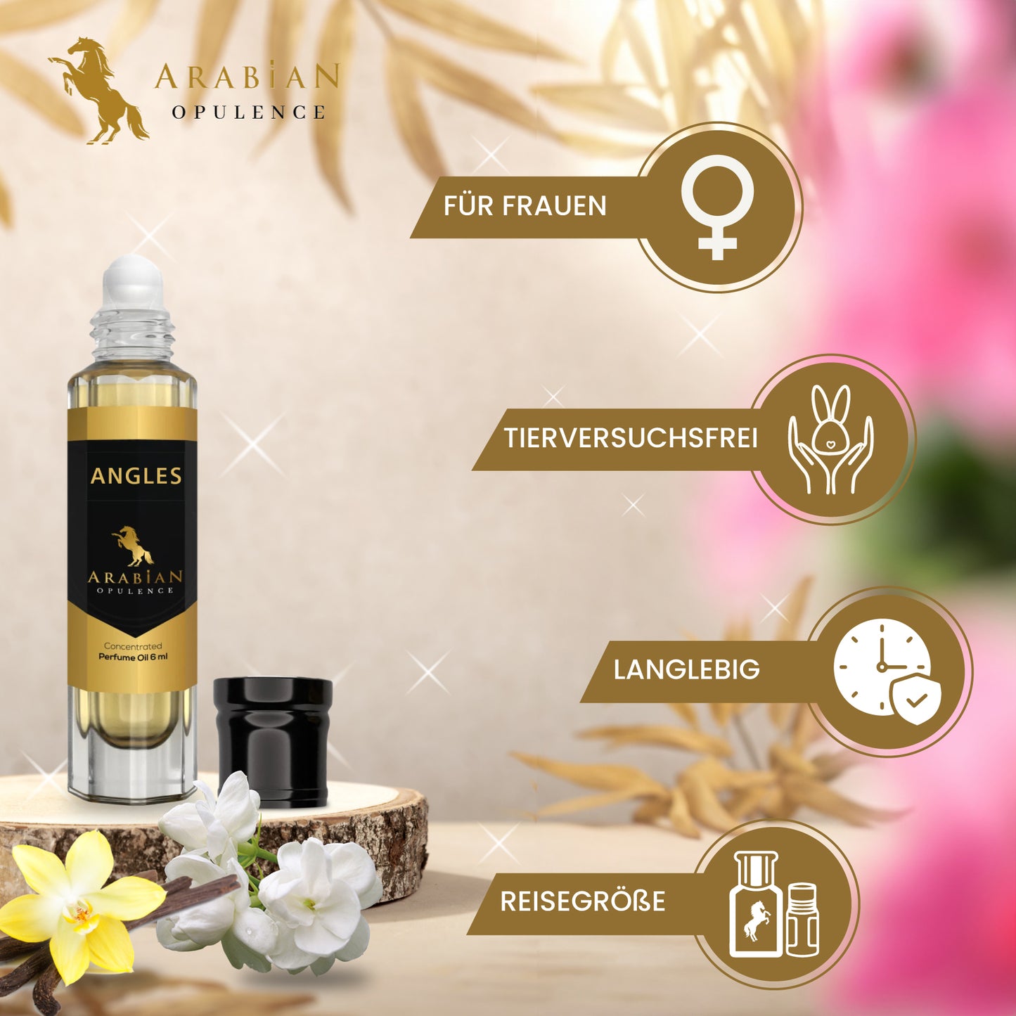 FR27, ANGELS- Oriental Vanilla Perfume Body Oil For Women | Long-Lasting Alcohol-Free Fragrance