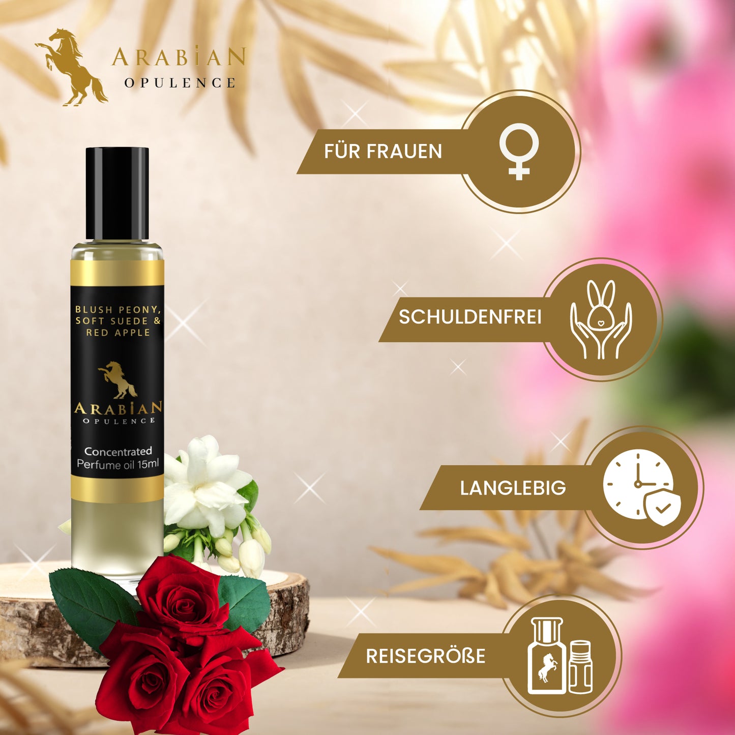 FR234 BLUSH PEONY, SOFT PEONY & RED APPLE - A Floral Perfume Body Oil For Women| Long-Lasting Alcohol-Free Fragrance