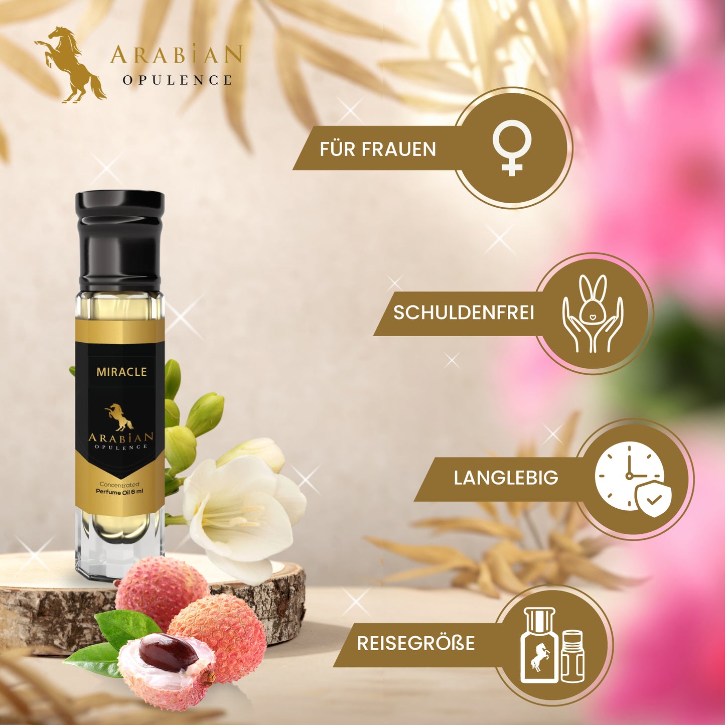 FR204  MIRACLE -  Floral Perfume Body Oil For Women| Long-Lasting Alcohol-Free Fragrance