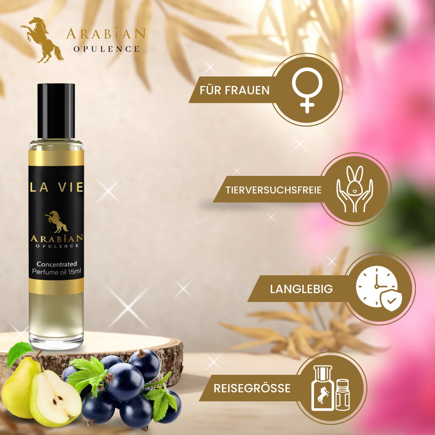 FR182 LA VIE - Floral-Fruity Gourmand Perfume Body Oil For Women| Long-Lasting Alcohol-Free Fragrance