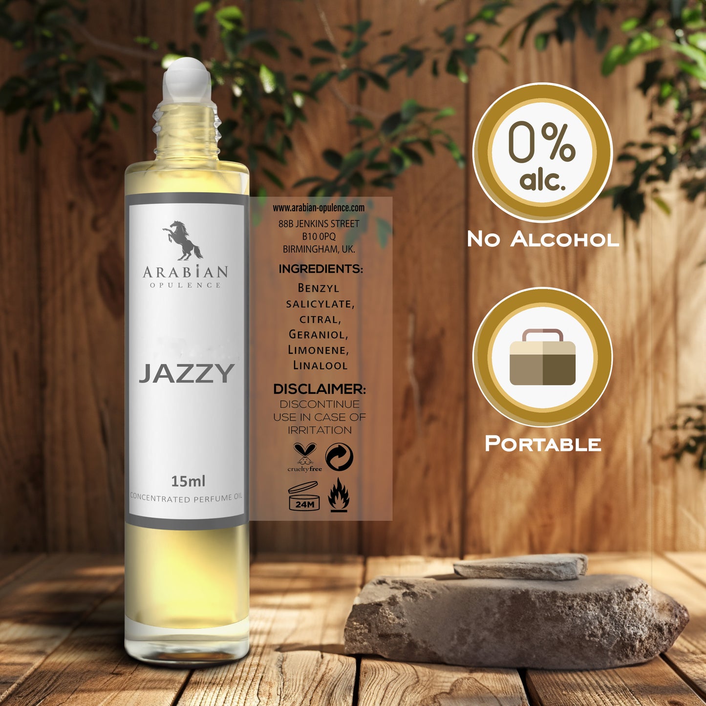 FR164 JAZZY - A Woody Aromatic Perfume Body Oil For Men | Long-Lasting Alcohol-Free Fragrance